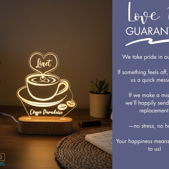 Custom LED Coffee Light • Personalized Café Sign • Barista or Boss Gift - Picture 6 of 8